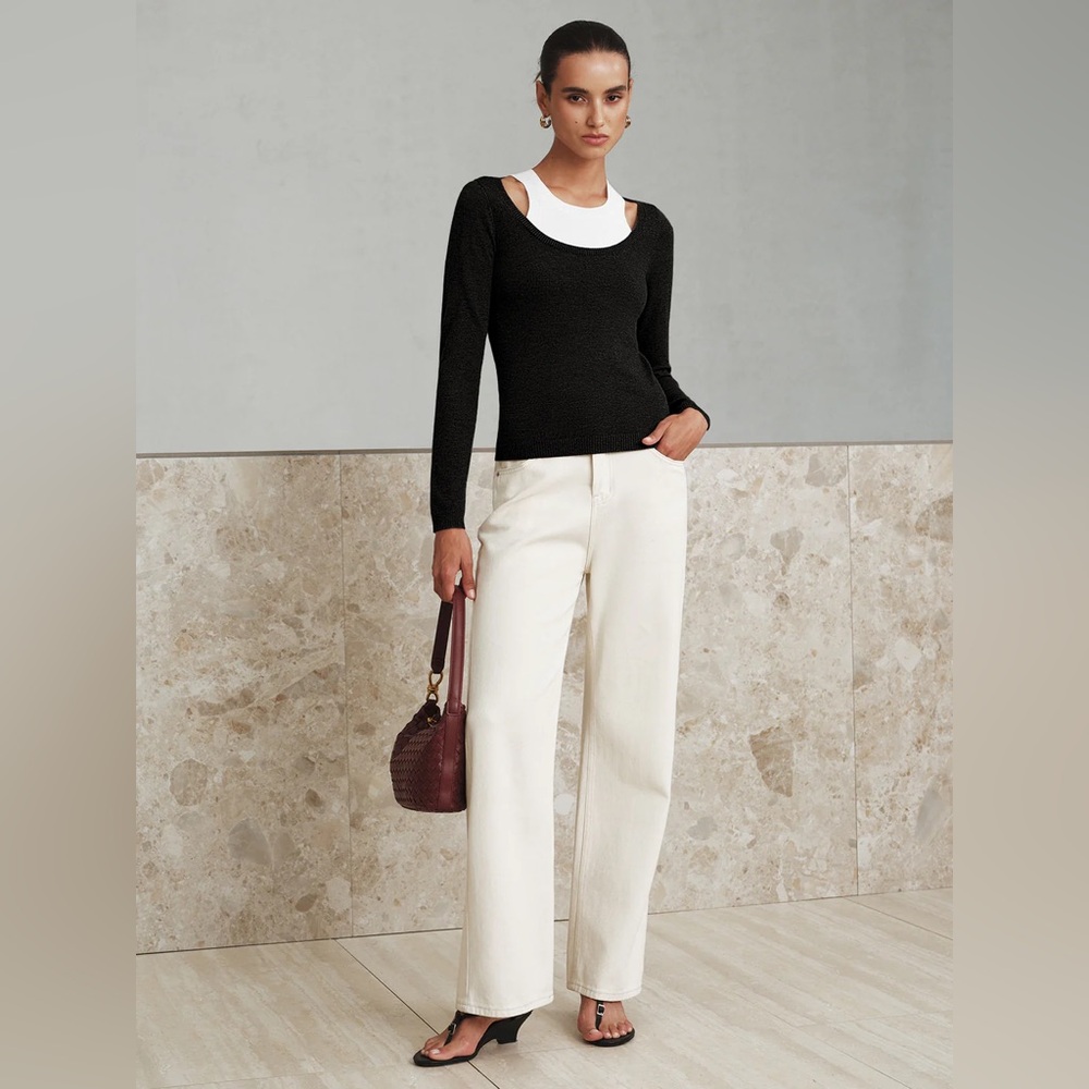 Commense 2 in 1 Wool-Blend Layered Cut-Out Knit Top
Size L